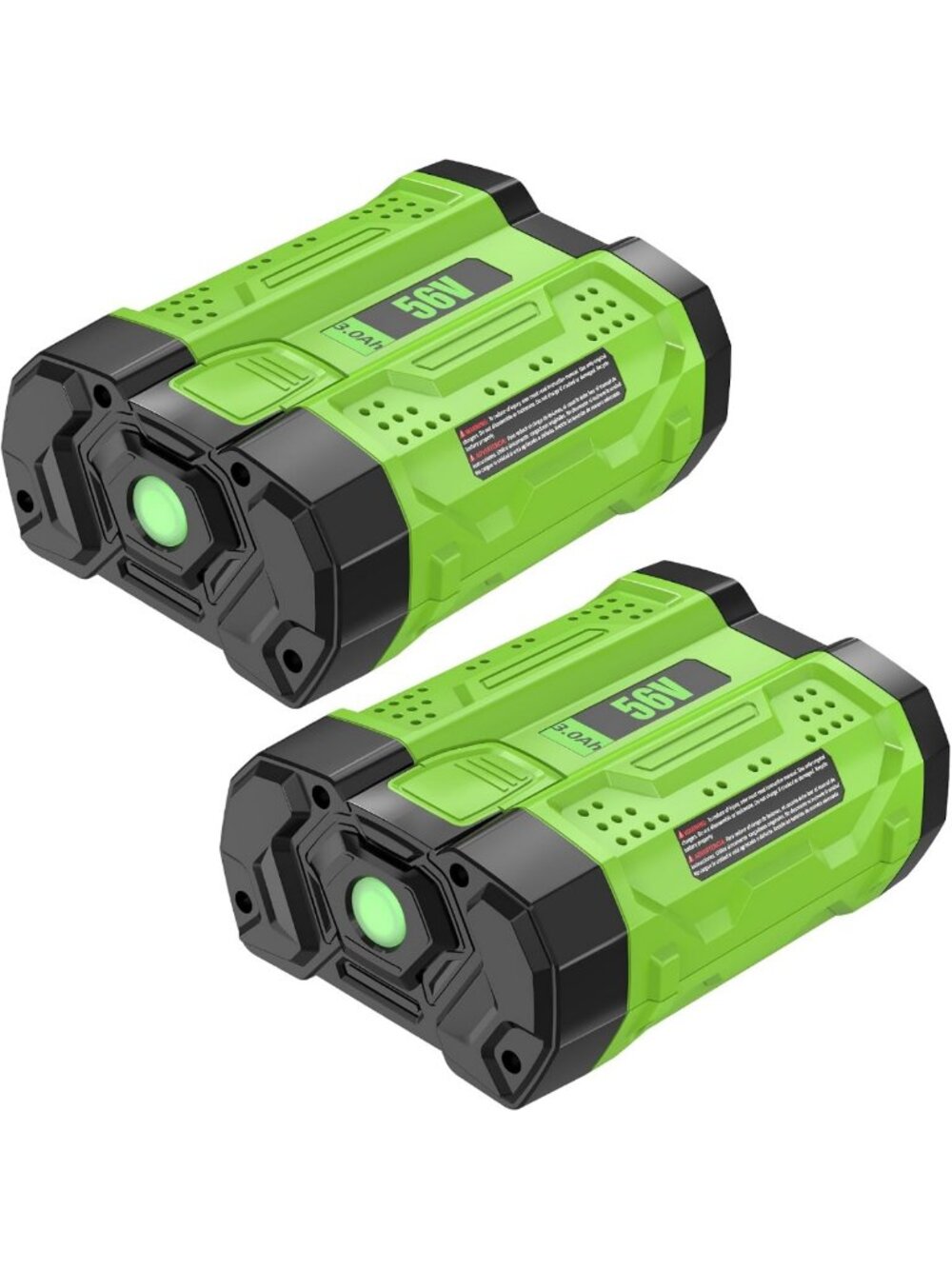 2 Pack 56V 3.0Ah Rechargeable Batteries for Lawn Mowers & Outdoor Tools